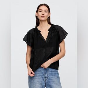 GAP Relaxed Splitneck Top- Black- XL